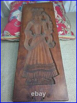 Antique Dutch Wood Cookie Speculass Mold Walnut 18 double sided king Queen
