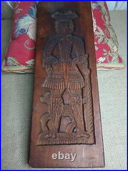 Antique Dutch Wood Cookie Speculass Mold Walnut 18 double sided king Queen