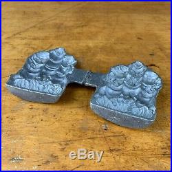 Antique E & Co. Pewter Candy Chocolate Ice Cream Mold 3 Little Pigs Hinged