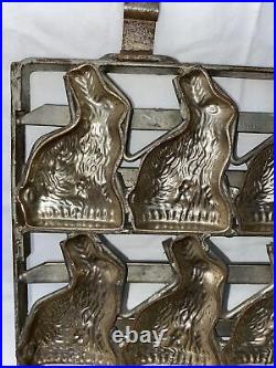 Antique EASTER BUNNY 8 Rabbits Metal Hinged Chocolate Mold