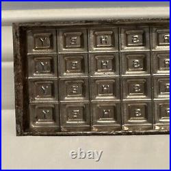 Antique Early Hershey Tin Chocolate Candy Bar Mold Squares Alphabet Vintage vtg