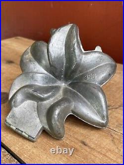 Antique Early Vintage Pewter Lily Flower Chocolate Candy Mold Folk Art Decor