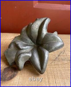 Antique Early Vintage Pewter Lily Flower Chocolate Candy Mold Folk Art Decor