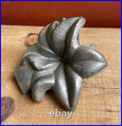 Antique Early Vintage Pewter Lily Flower Chocolate Candy Mold Folk Art Decor