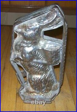 Antique Easter Bunny Chocolate Mold Double Hinged 11