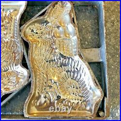 Antique Easter Bunny Chocolate Molds Caged Hinged Rabbit Candy 5 Five 18x7x2