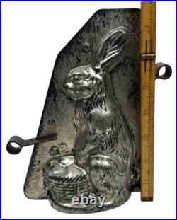 Antique Easter Bunny Rabbit Basket Ice Cream Chocolate Mold Anthropomorphic 7