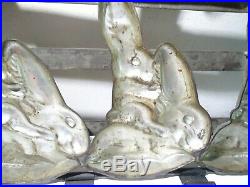 Antique Easter Bunny Rabbit Riding Rocking Triple Chocolate Mold Germany #29943