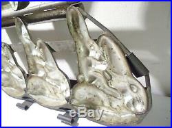 Antique Easter Bunny Rabbit Riding Rocking Triple Chocolate Mold Germany #29943