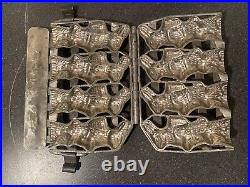 Antique Easter Bunny Two Sided Metal Hinged Chocolate Mold