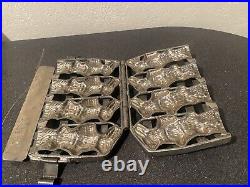 Antique Easter Bunny Two Sided Metal Hinged Chocolate Mold