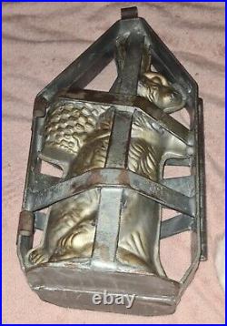 Antique Easter Bunny with Eggs in Basket Large 15 Hinged Chocolate Mold Rare