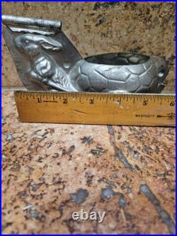 Antique Easter Chocolate Mold Rabbit With Basket Of Eggs