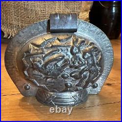 Antique Easter Chocolate Mold Rabbits making eggs chasing chicken Germany