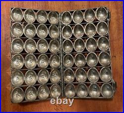 Antique Easter Egg Chocolate/candy Mold With Rabbits