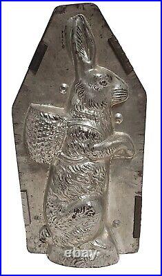 Antique Easter Rabbit Bunny Metal Chocolate 2-Piece Mold LARGE 18