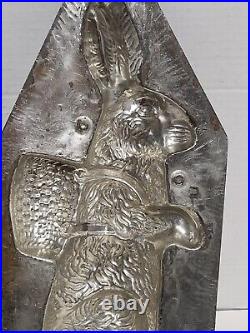 Antique Easter Rabbit Bunny Metal Chocolate 2-Piece Mold LARGE 18