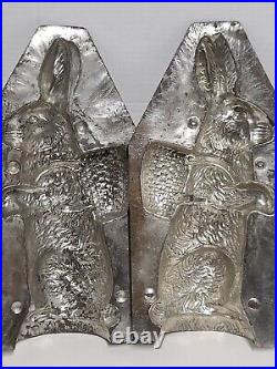 Antique Easter Rabbit Bunny Metal Chocolate 2-Piece Mold LARGE 18