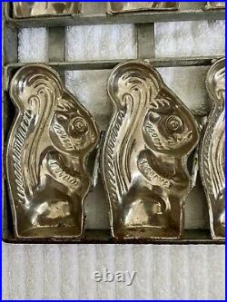 Antique Eight 5 Metal Chocolate Candy Mold Squirrel Hinged/Cage Style RARE