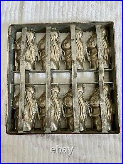 Antique Eight 5 Metal Chocolate Candy Mold Squirrel Hinged/Cage Style RARE