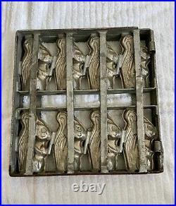 Antique Eight 5 Metal Chocolate Candy Mold Squirrel Hinged/Cage Style RARE