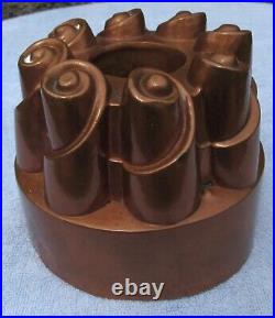 Antique English Copper Pudding Chocolate Gelatin Jelly Cake Mold Turret Design