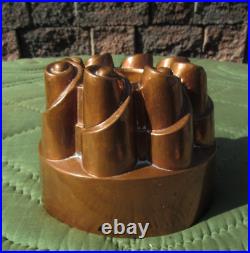 Antique English Copper Pudding Chocolate Gelatin Jelly Cake Mold Turret Design