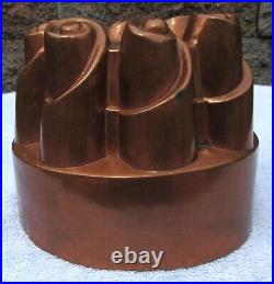 Antique English Copper Pudding Chocolate Gelatin Jelly Cake Mold Turret Design