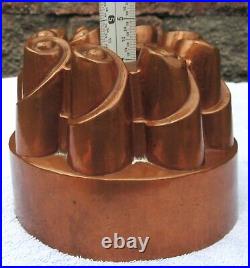 Antique English Copper Pudding Chocolate Gelatin Jelly Cake Mold Turret Design