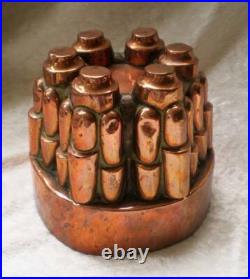 Antique English Copper Pudding Chocolate Mold Turret Design-1800's