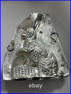 Antique Eppelscheimer Chocolate Mold Bunny On Basket 7 3/4 #4684 (J2)