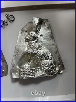 Antique Eppelscheimer Chocolate Mold Bunny On Basket 7 3/4 #4684 (J2)