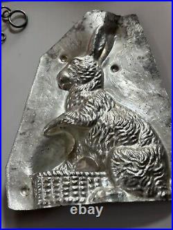 Antique Eppelscheimer Chocolate Mold Bunny On Basket 7 3/4 #4684 (J2)