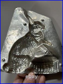 Antique Eppelscheimer Chocolate Mold Bunny On Basket 7 3/4 #4684 (J2)