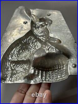 Antique Eppelscheimer Chocolate Mold Bunny On Basket 7 3/4 #4684 (J2)