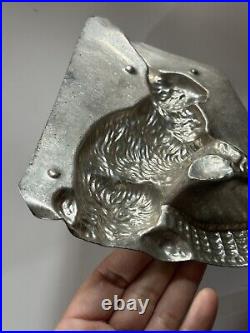 Antique Eppelscheimer Chocolate Mold Bunny On Basket 7 3/4 #4684 (J2)