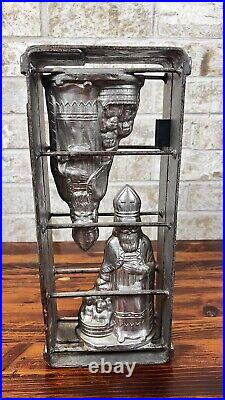 Antique Father Christmas Santa Claus with Children Chocolate Candy Mold Hinged