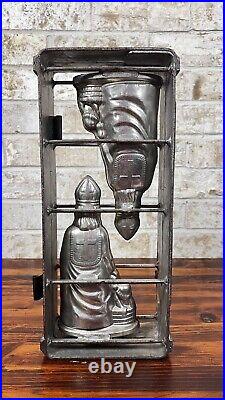 Antique Father Christmas Santa Claus with Children Chocolate Candy Mold Hinged