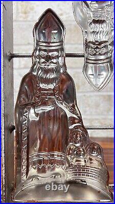 Antique Father Christmas Santa Claus with Children Chocolate Candy Mold Hinged