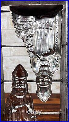 Antique Father Christmas Santa Claus with Children Chocolate Candy Mold Hinged