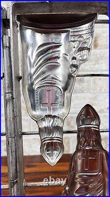 Antique Father Christmas Santa Claus with Children Chocolate Candy Mold Hinged