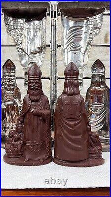 Antique Father Christmas Santa Claus with Children Chocolate Candy Mold Hinged