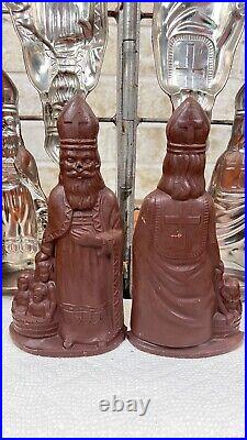 Antique Father Christmas Santa Claus with Children Chocolate Candy Mold Hinged