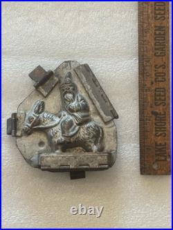Antique Father Christmas Santa Riding Donkey Mule Tin Christmas Chocolate Mold Antique Father Christmas Santa Riding Donkey Mule Tin Christmas Chocolate Mold
