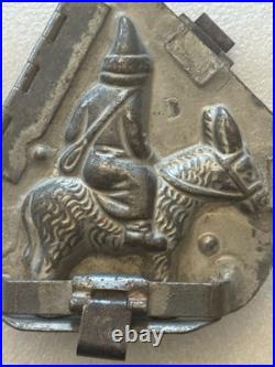 Antique Father Christmas Santa Riding Donkey Mule Tin Christmas Chocolate Mold Antique Father Christmas Santa Riding Donkey Mule Tin Christmas Chocolate Mold