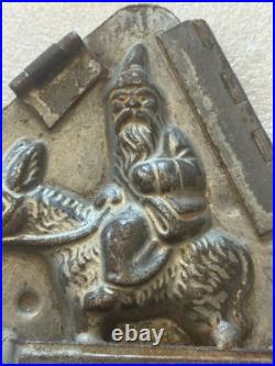 Antique Father Christmas Santa Riding Donkey Mule Tin Christmas Chocolate Mold Antique Father Christmas Santa Riding Donkey Mule Tin Christmas Chocolate Mold