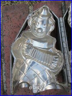 Antique Folding Hinged Clown Accordion Chocolate Mold Heavy 8 1/2
