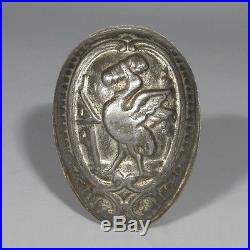 Antique French German Tinned Metal Chocolate Mold Easter Egg Stork Baby Alsace