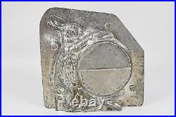 Antique French Letang Tinned Chocolate Mold Easter Bunny Rabbit Playing Drum