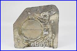 Antique French Letang Tinned Chocolate Mold Easter Bunny Rabbit Playing Drum